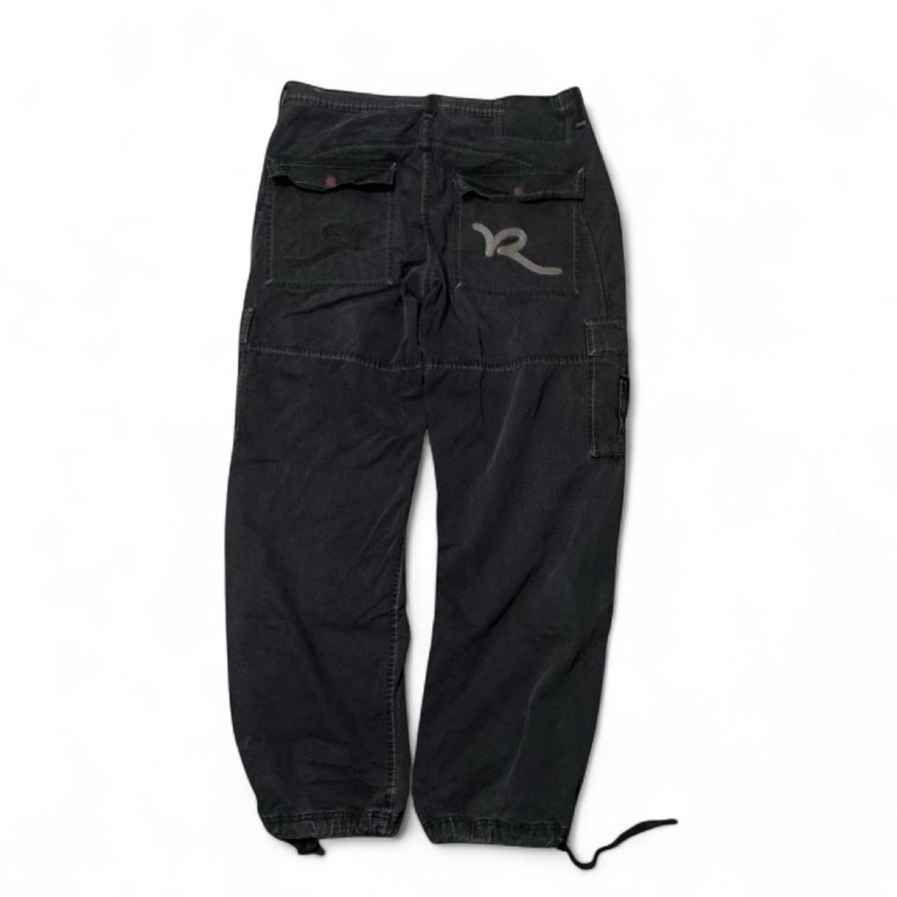 Rocawear black baggy cargo pants cord ankle embroidered vtg y2k Men's 35/32